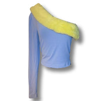 Women's blue yellow Crop tops