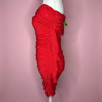 Women's Red Ruched Dress