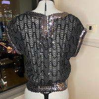 Women's Vintage Black Silver Blouse