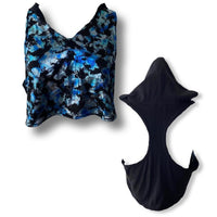 Women's blue silver Crop tops