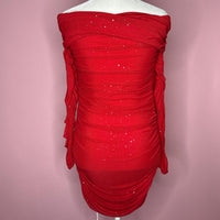 Women's Red Ruched Dress