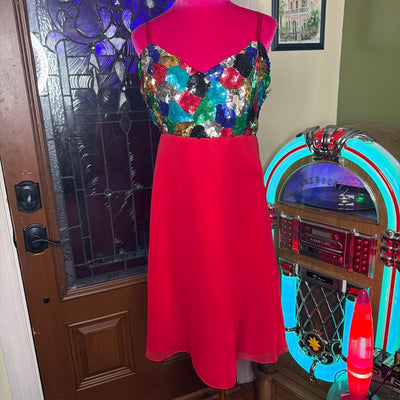 Women's red multi Dresses