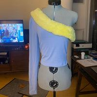 Women's blue yellow Crop tops