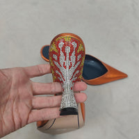 IINDACO Women's orange silver Flip flops