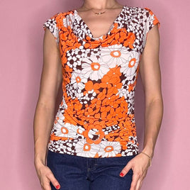 Women's Orange Multi Blouse