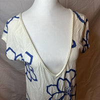 American Eagle Women's Cream Blue Blouse