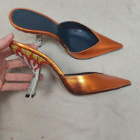 IINDACO Women's orange silver Flip flops