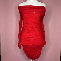 Women's Red Ruched Dress