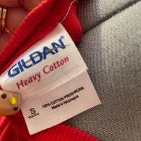 Gildan Women's red white Crop tops