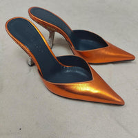 IINDACO Women's orange silver Flip flops