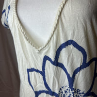 American Eagle Women's Cream Blue Blouse